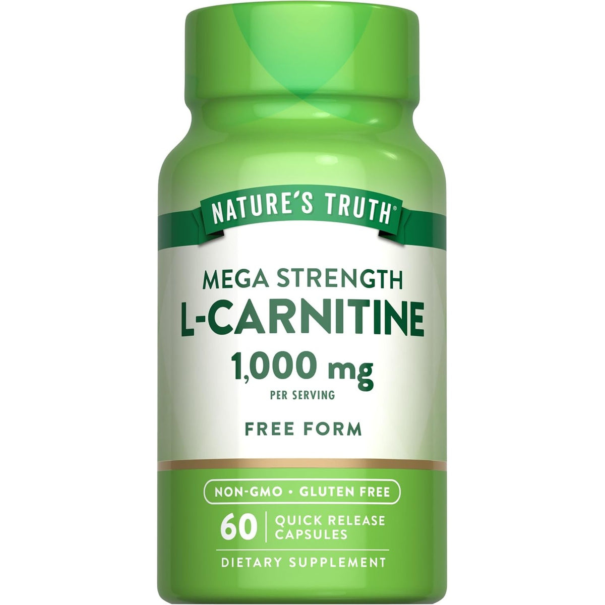 Nature's Truth L-Carnitine 1000mg | 60 Capsules | Mega Strength | Free Form