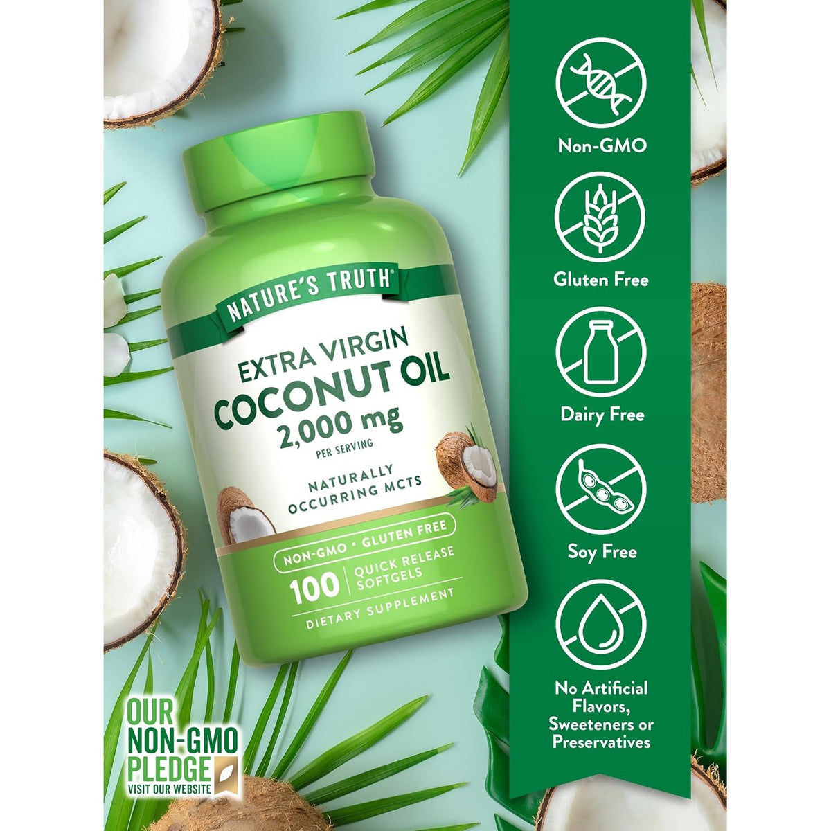 Nature's Truth Coconut Oil Supplement | 100 Softgels