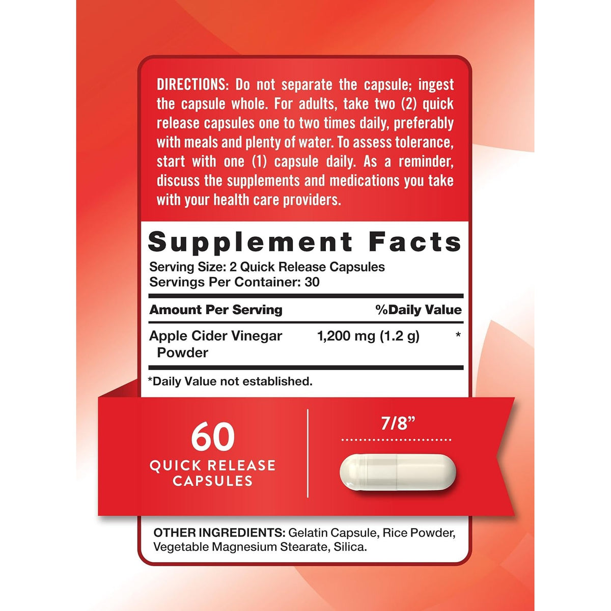 Nature's Truth Apple Cider Vinegar Capsules | 1200mg | Quick Release Pills