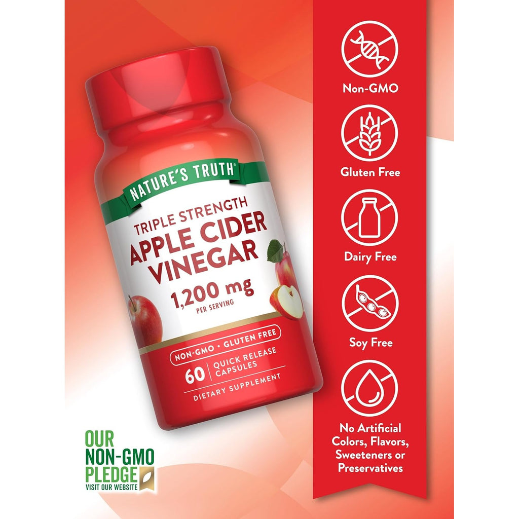 Nature's Truth Apple Cider Vinegar Capsules | 1200mg | Quick Release Pills