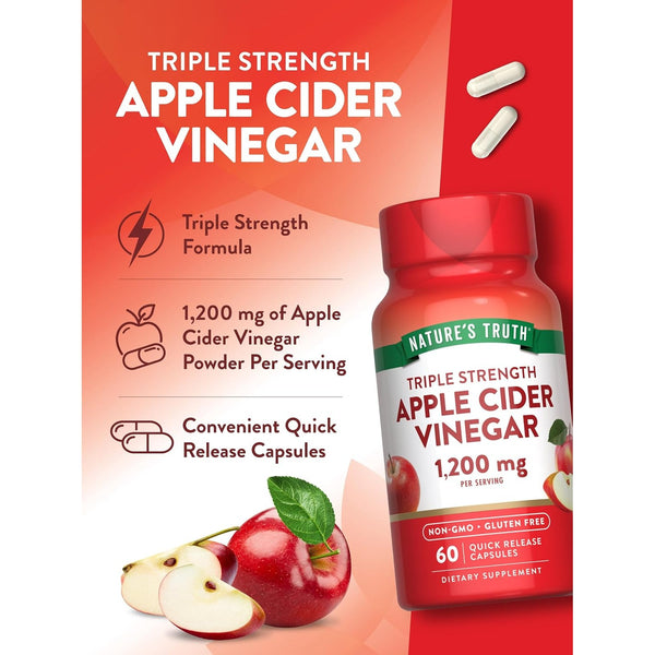 Nature's Truth Apple Cider Vinegar Capsules | 1200mg | Quick Release Pills