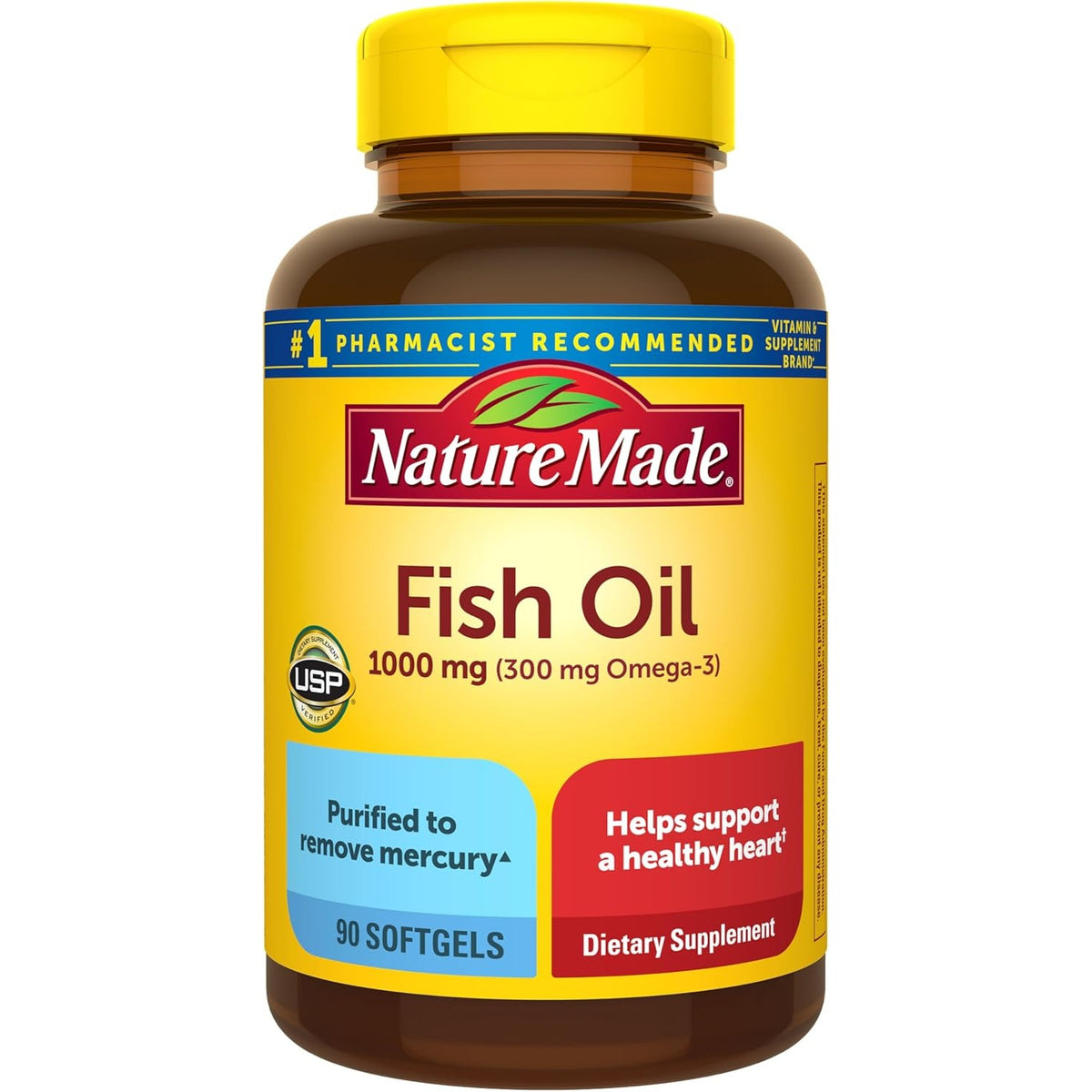 Nature Made Fish Oil Omega 3 Supplements, 1000 mg Softgels, 90 Softgels