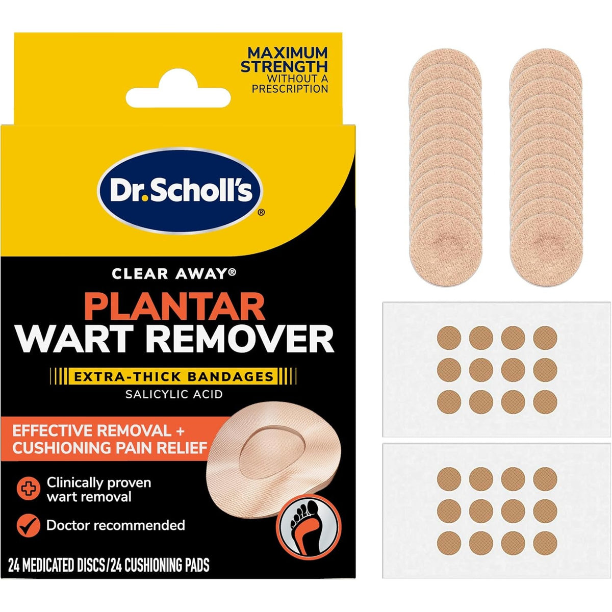 Dr. Scholl's Clear Away Plantar Wart Remover Bandages, 24 Treatments