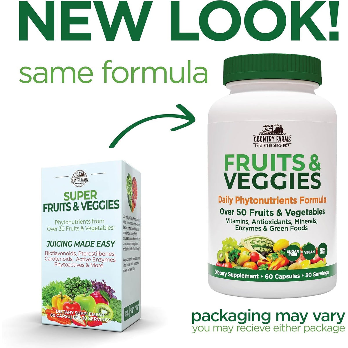 Country Farms Super Fruits and Veggies Capsules, Whole Food Supplement, Powerful Antioxidant, Supports Energy, Immune Health, Boosts Digestive Health