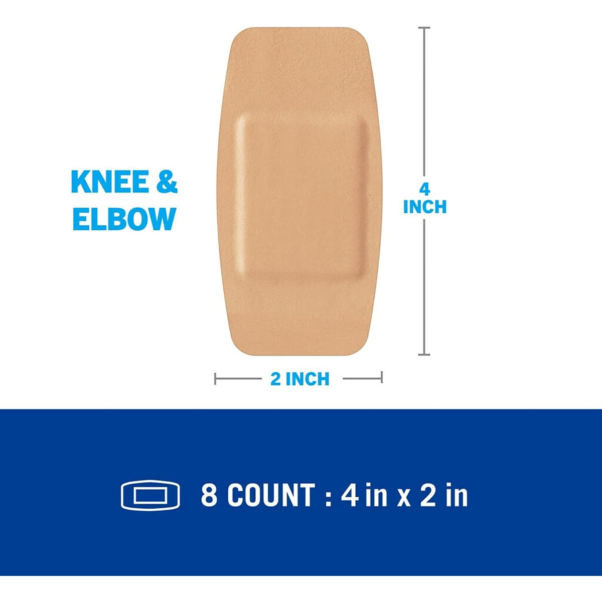 Nexcare Waterproof Cushioned Bandages, Knee & Elbow, 2 x 4 in, 8 Count