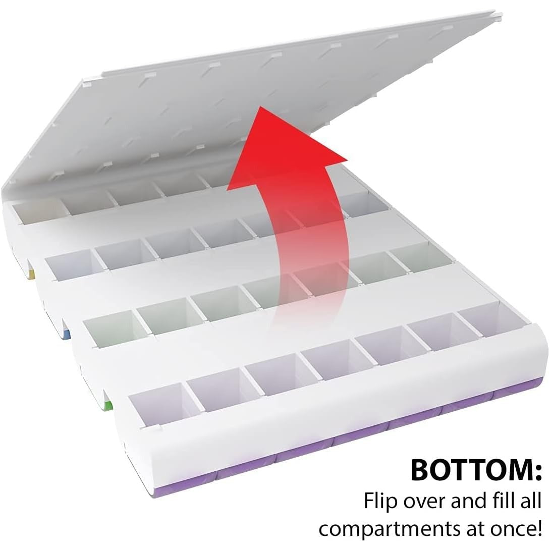 Ezy Dose Easy Fill Daily 7-Day, 4X/Day Pill Organizer, Multi-Color, X-Large