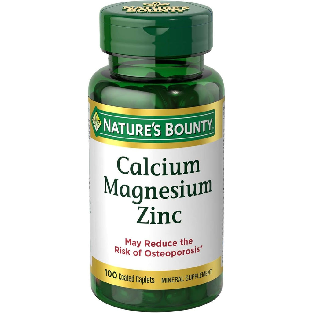 Nature's Bounty Calcium Magnesium & Zinc Caplets, 100 Count