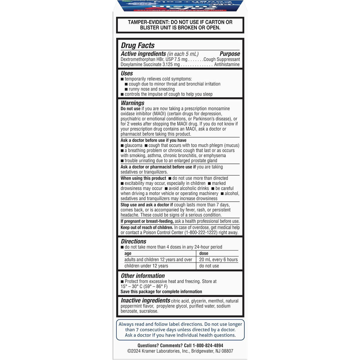 Safetussin PM Night Time Cold and Cough Medicine for Adults, 8 oz