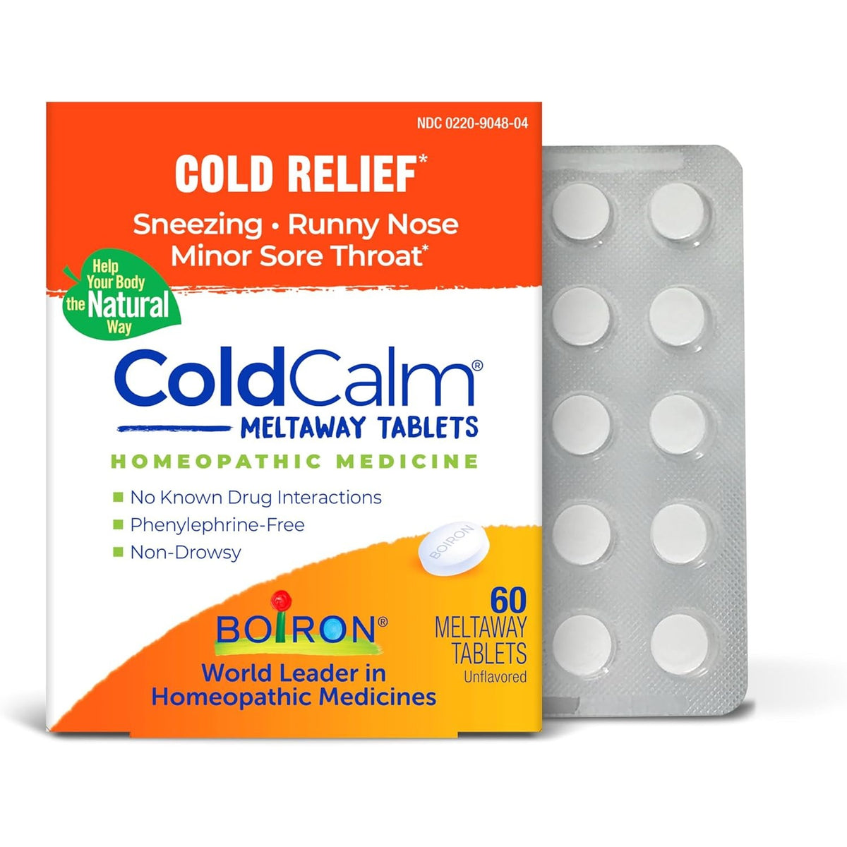 Boiron ColdCalm Tablets for Relief of Common Cold Symptoms Such as Sneezing, Runny Nose, Sore Throat, and Nasal Congestion - Non-Drowsy - 60 Count