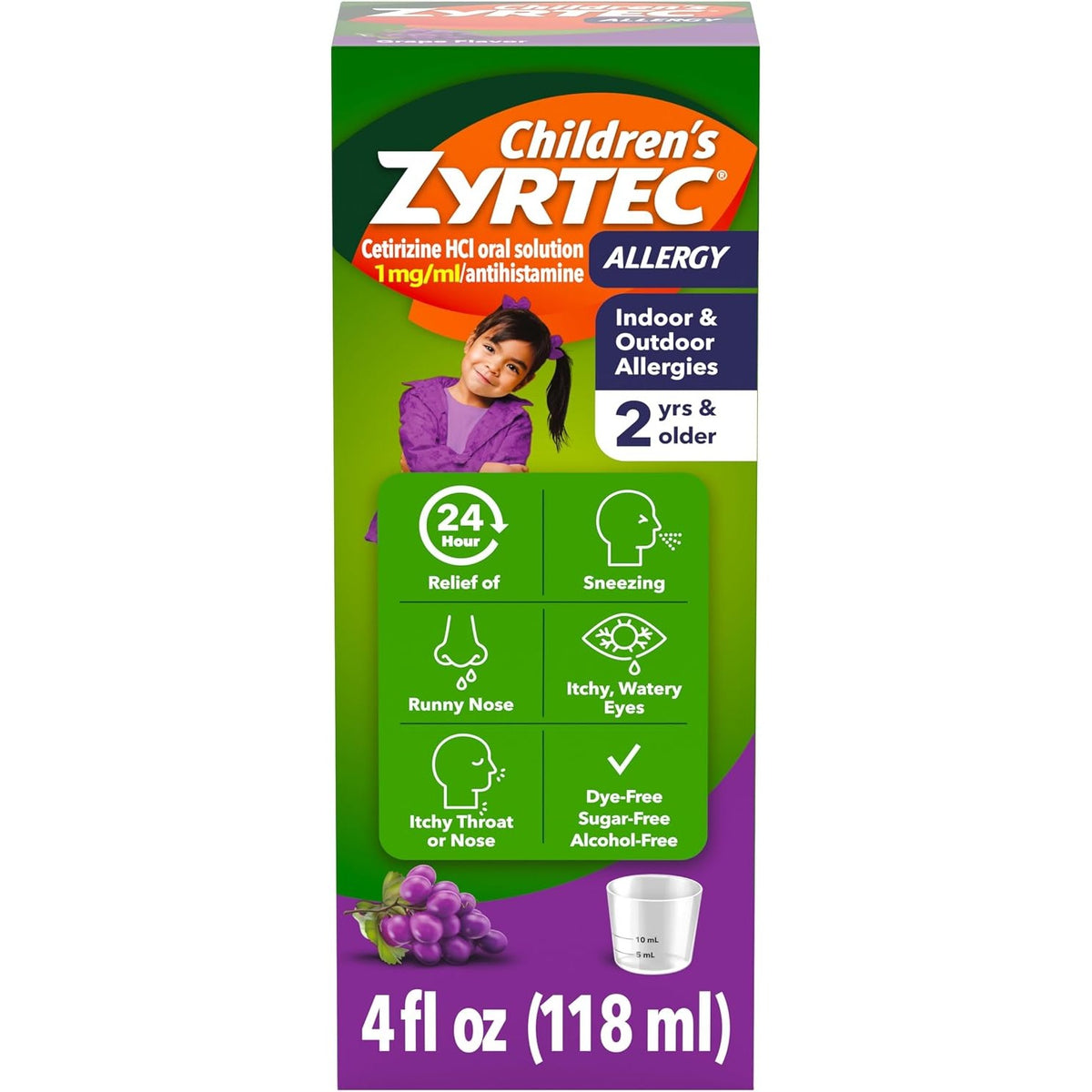 Children's Zyrtec Allergy Relief Syrup, 5 mg Cetirizine HCl, 4 fl. oz