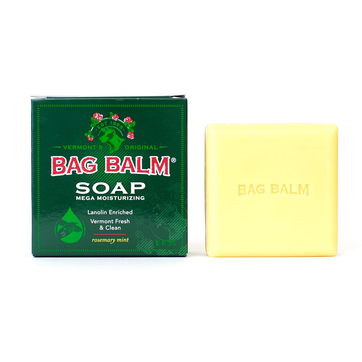 Vermont's Original Bag Balm Mega Moisturizing Bar Soap, Body Wash, 1pk