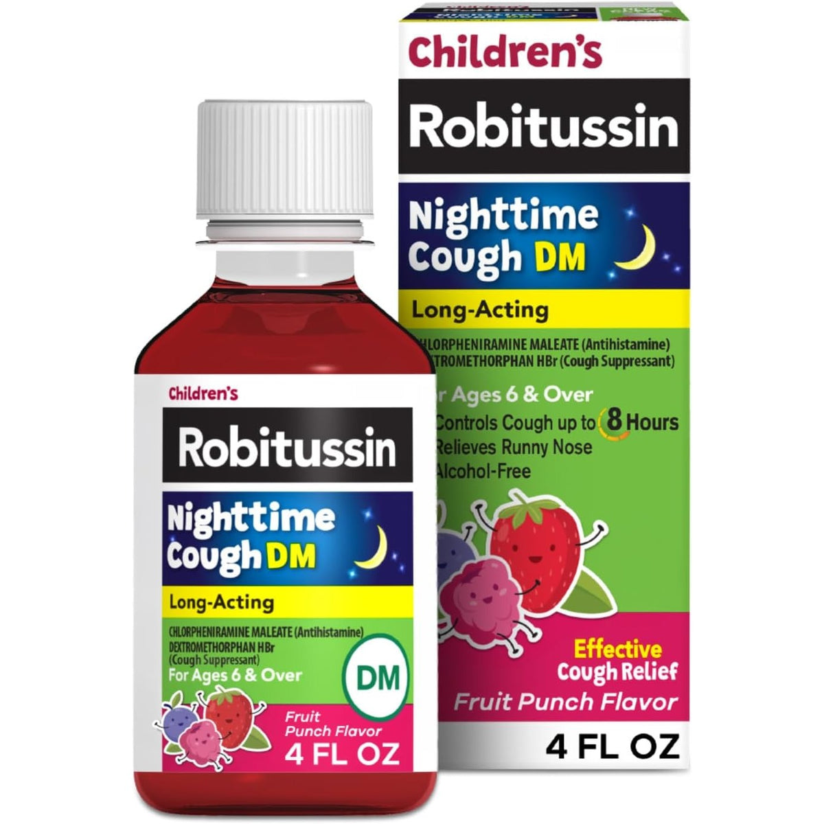 Children’s Robitussin Nighttime DM Cough Medicine, Fruit Punch, 4 fl oz
