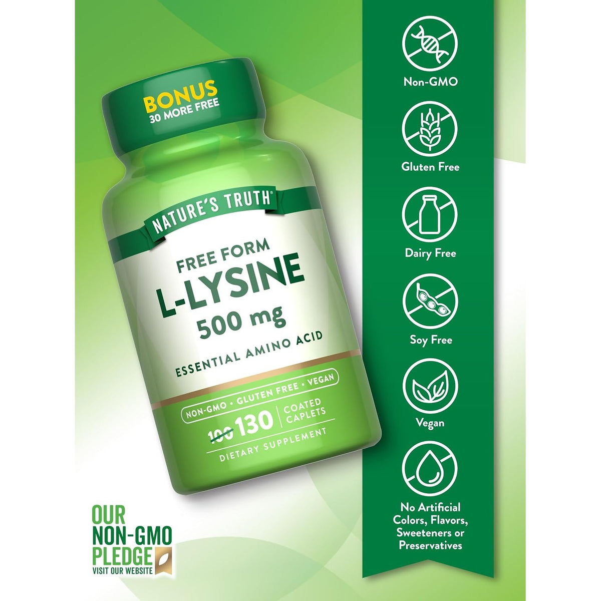Nature's Truth L-lysine 500mg Bonus Tablets, 130 Count