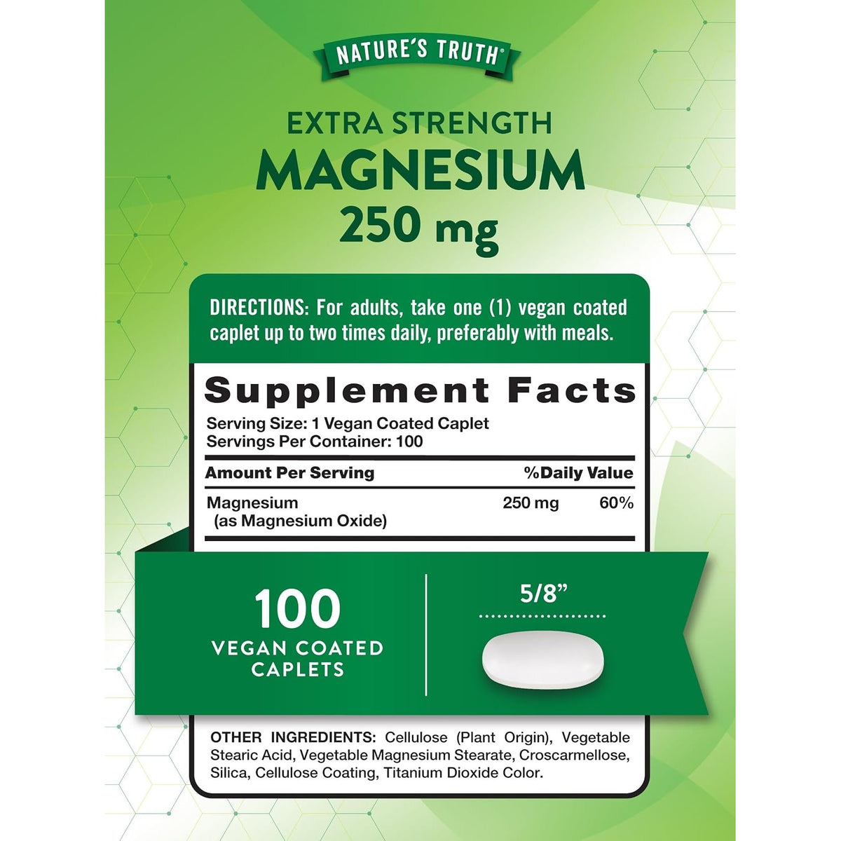 Nature's Truth Magnesium Supplement | 250 mg | 100 Caplets