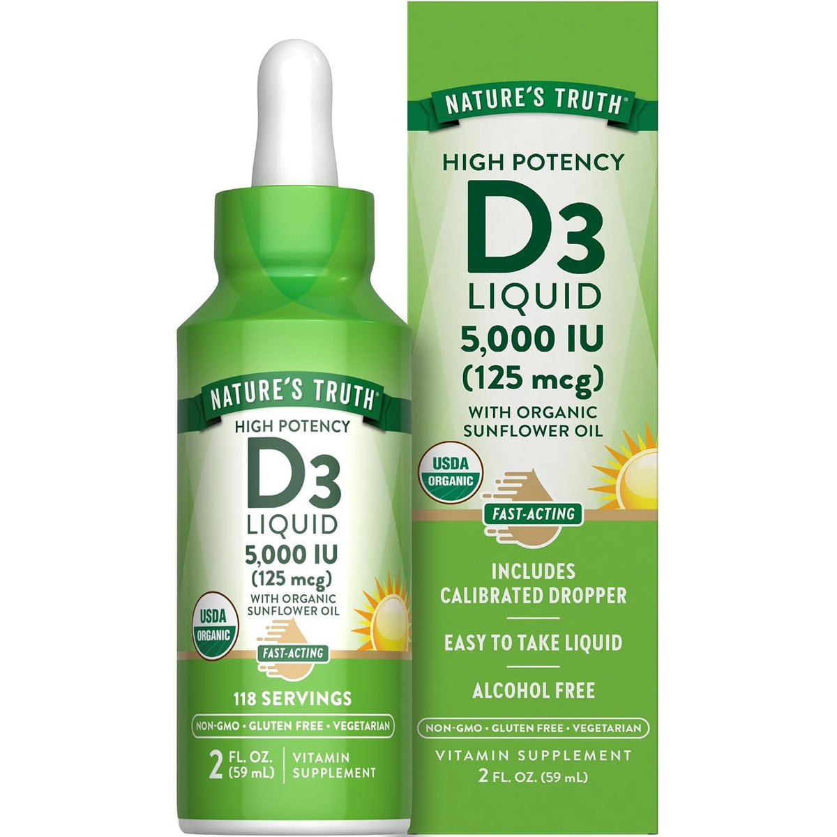 Nature's Truth Vitamin D3 Liquid | 5000 IU | 2 fl oz