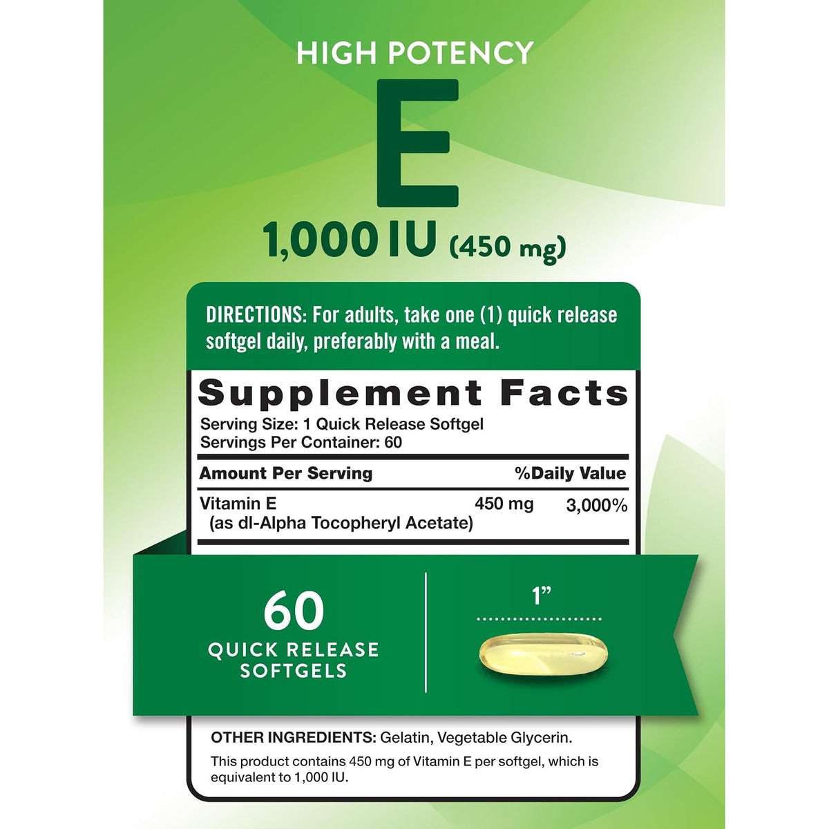 Nature's Truth Vitamin E Softgels | 1000 IU | 60 Count