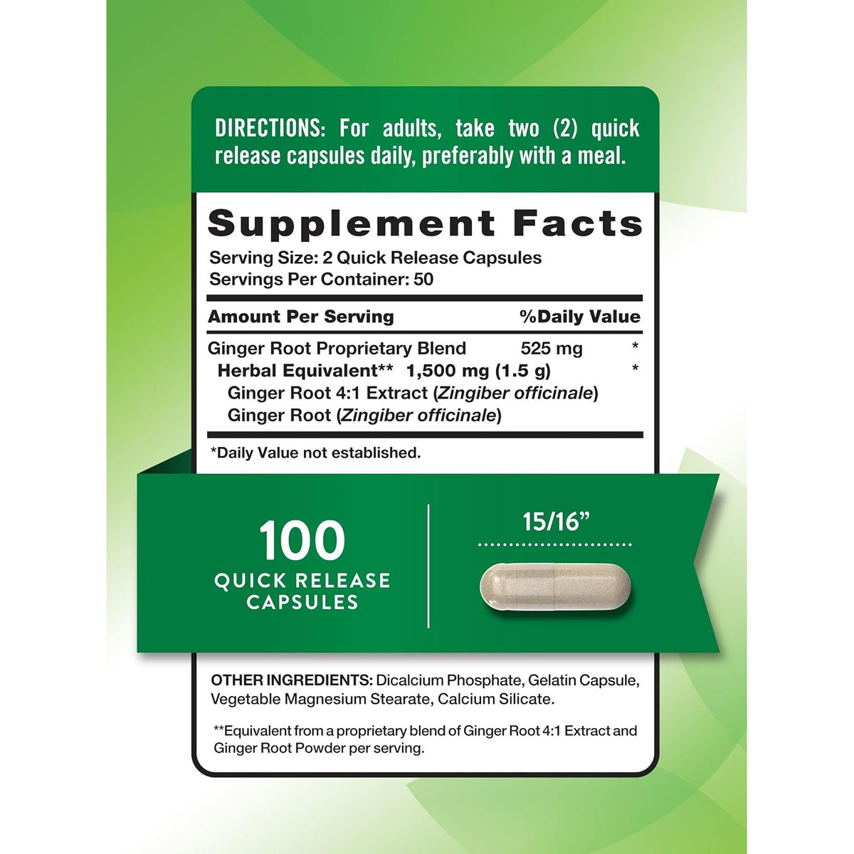 Nature's Truth Ginger Root Capsules | 100 Count | from Ginger Root Extract