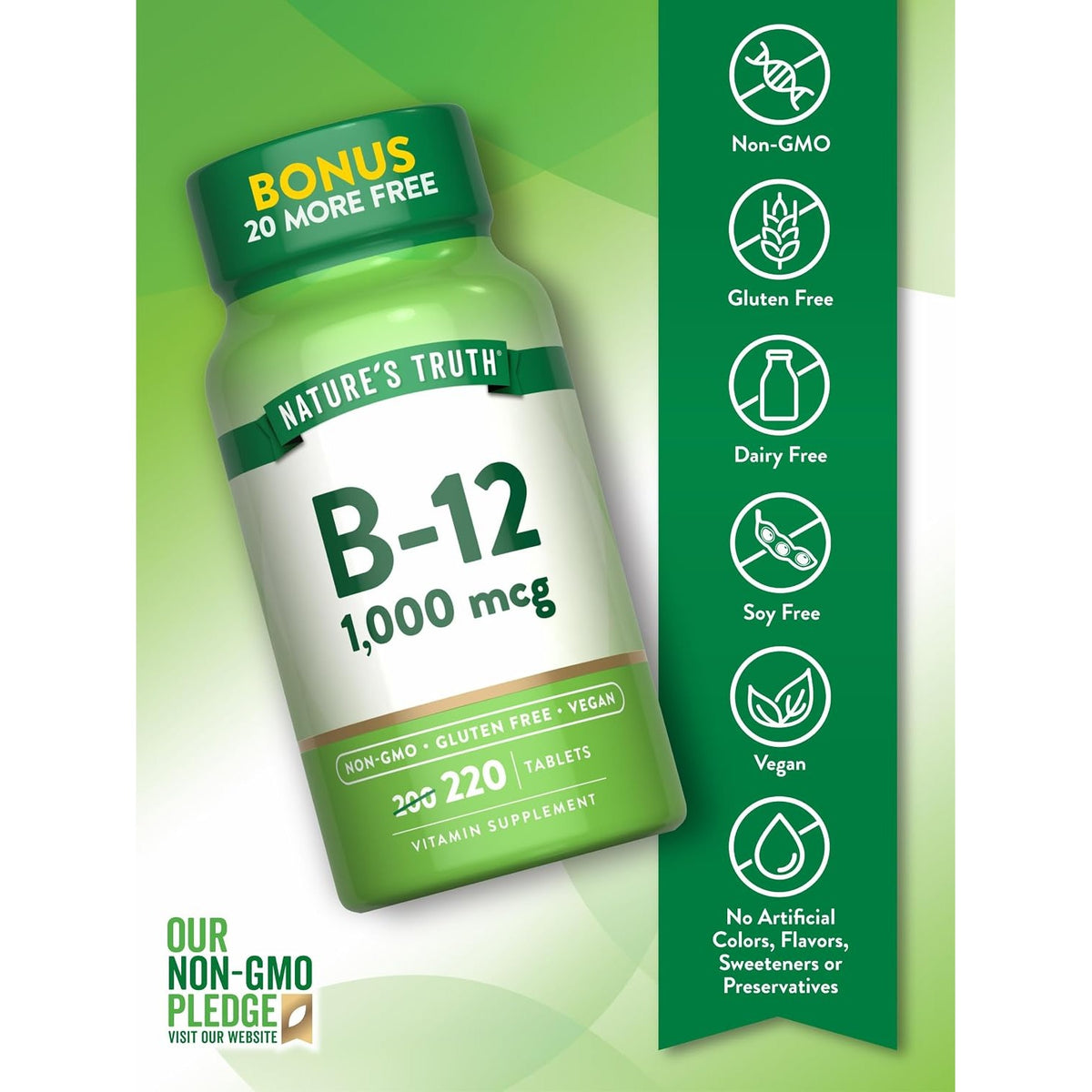 Nature's Truth Vitamin B-12 Tablets, 1,000 mcg, 220 Count