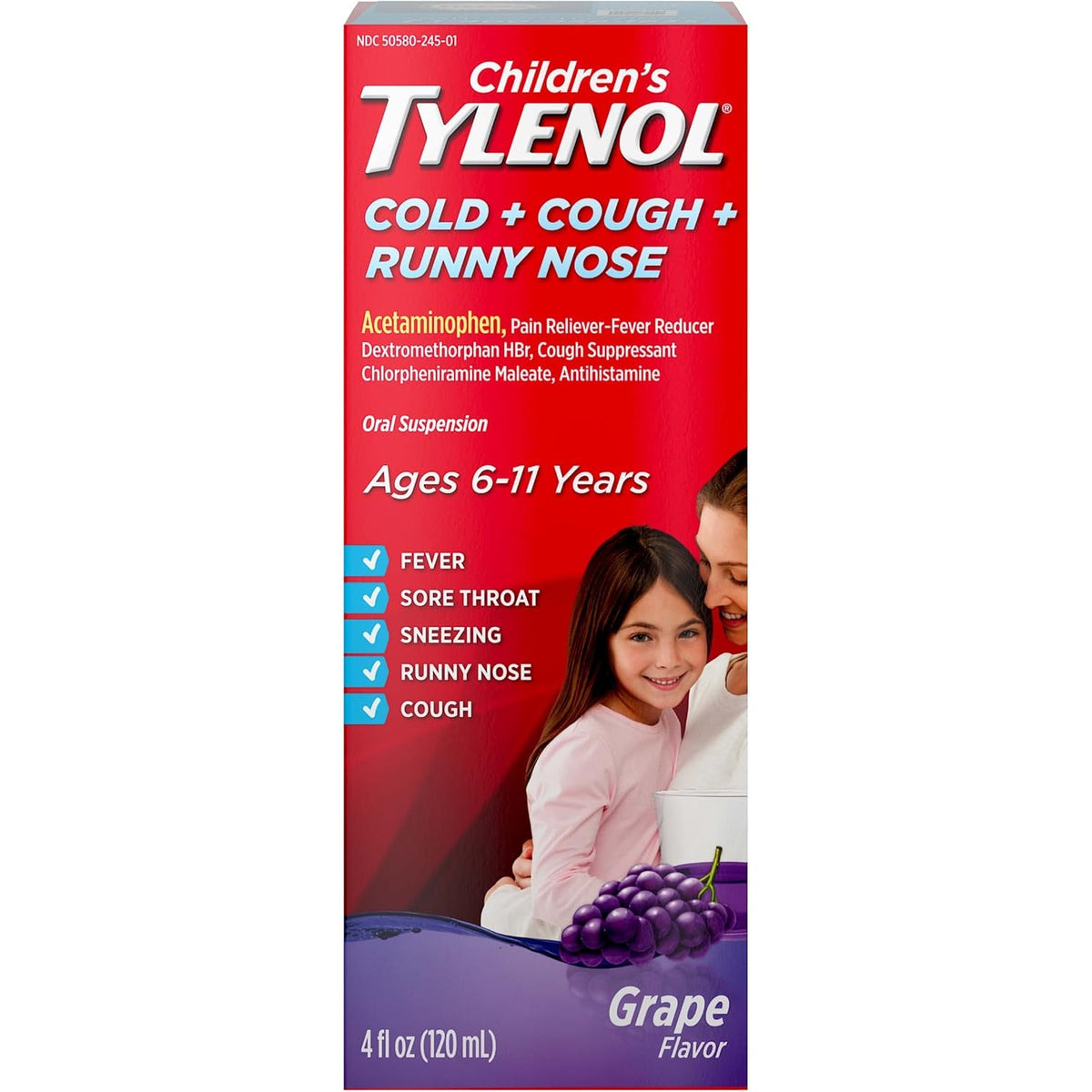 Children's Tylenol Cold + Cough + Runny Nose, Acetaminophen, 4 fl. oz