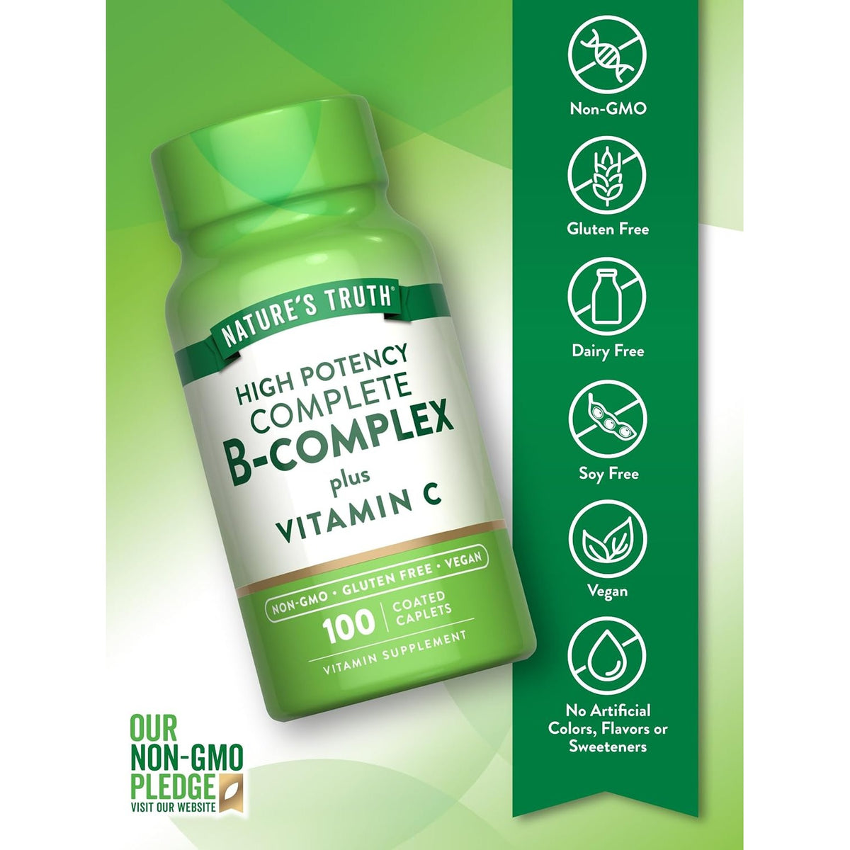 Nature's Truth B-Complex Plus Vitamin C Vitamin Supplement - 100 Caplets