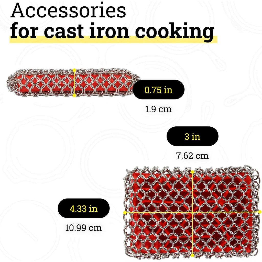 Lodge Chainmail Scrubbing Pad Stainless Steel Red