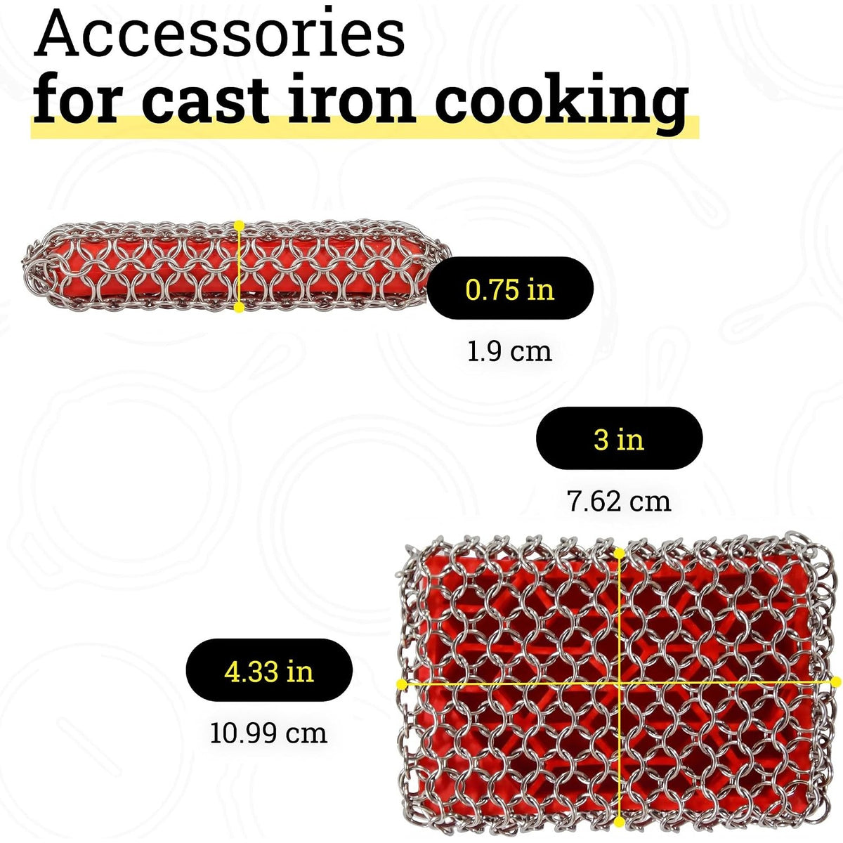 Lodge Chainmail Scrubbing Pad Stainless Steel Red