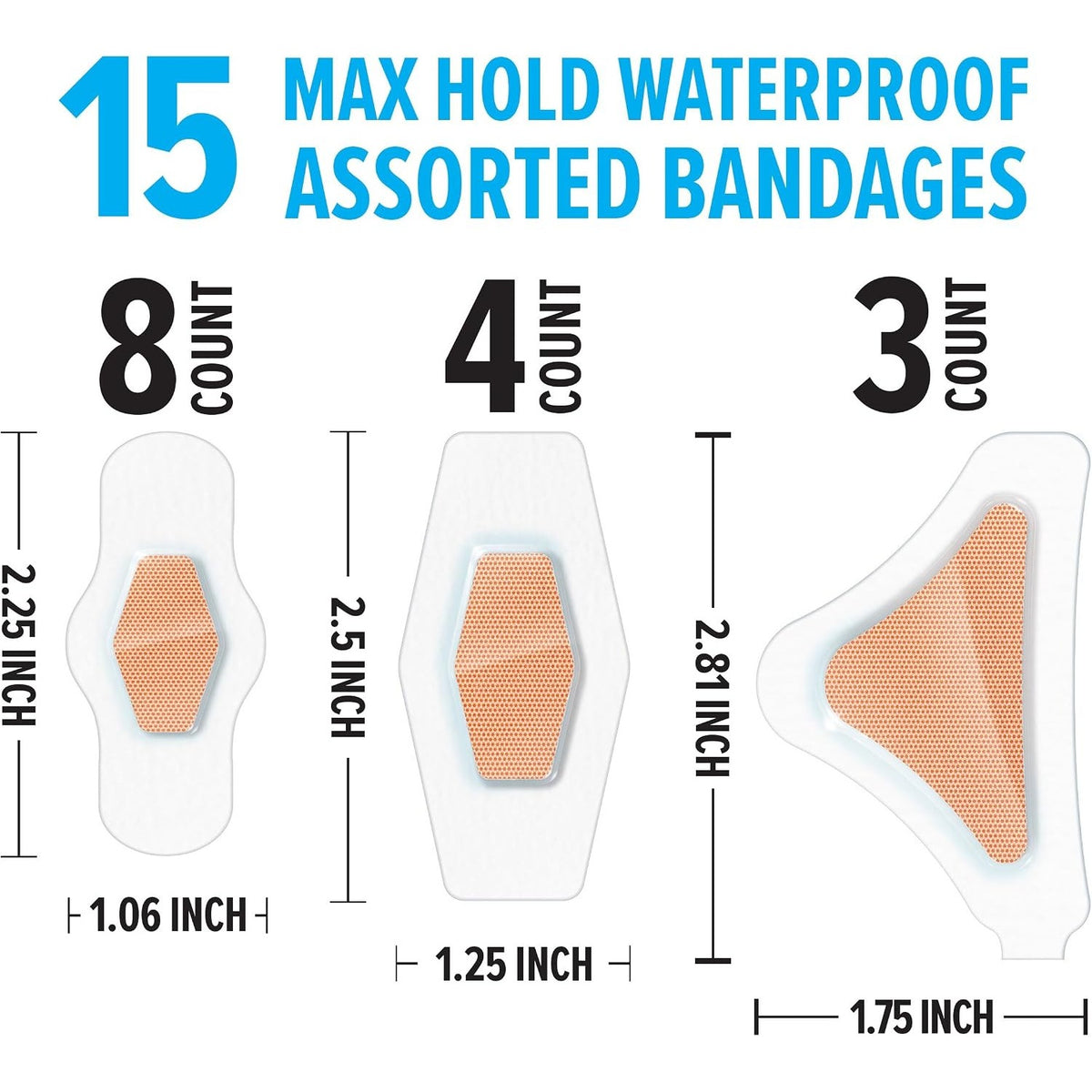 Nexcare Max Hold Waterproof Bandages, Stays On for 48 Hours, Flexible Bandages for Fingers, Knees and Heels - 15 Pack Clear Waterproof
