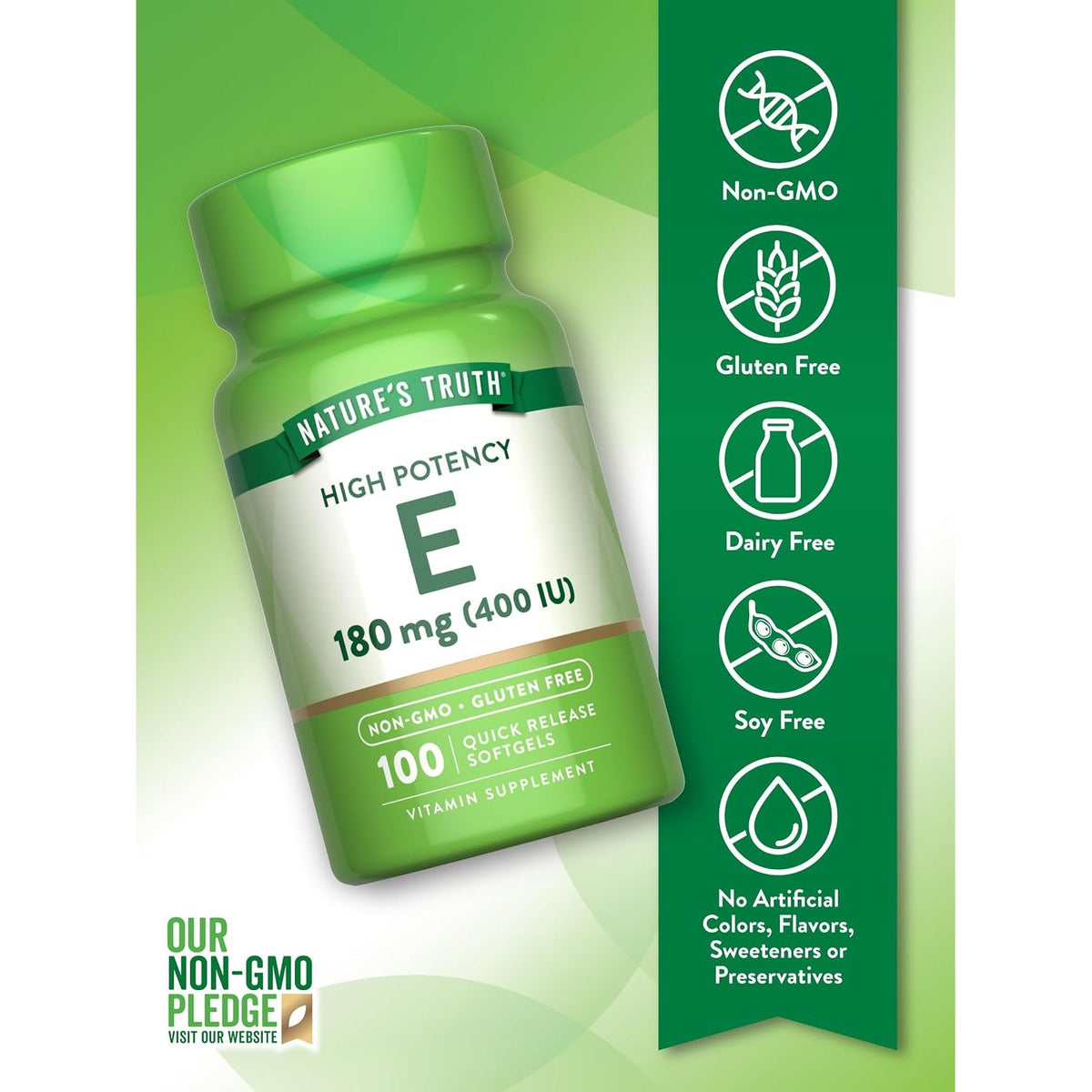 Nature's Truth Vitamin E Softgels | 400 IU 180mg | 100 Count