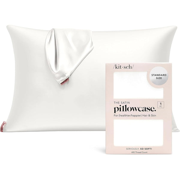 Kitsch Satin Pillowcase with Zipper Standard Size Ivory