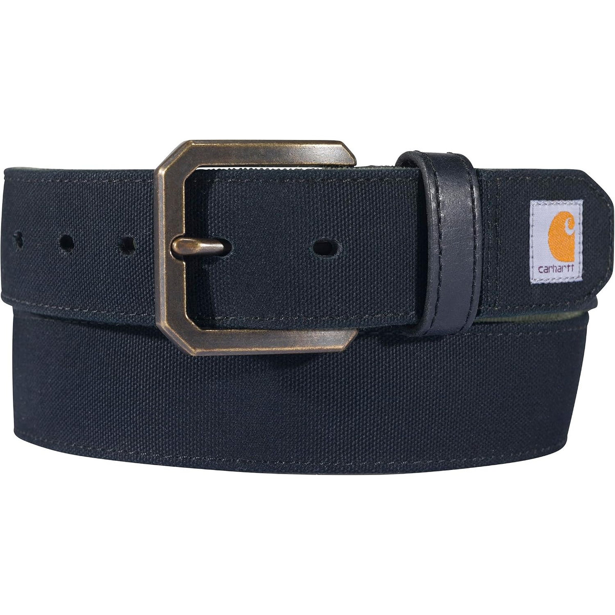 Carhartt Men's Casual Rugged Canvas Duck Belt with Antique Brass Buckle and Contrast Corduroy Backing