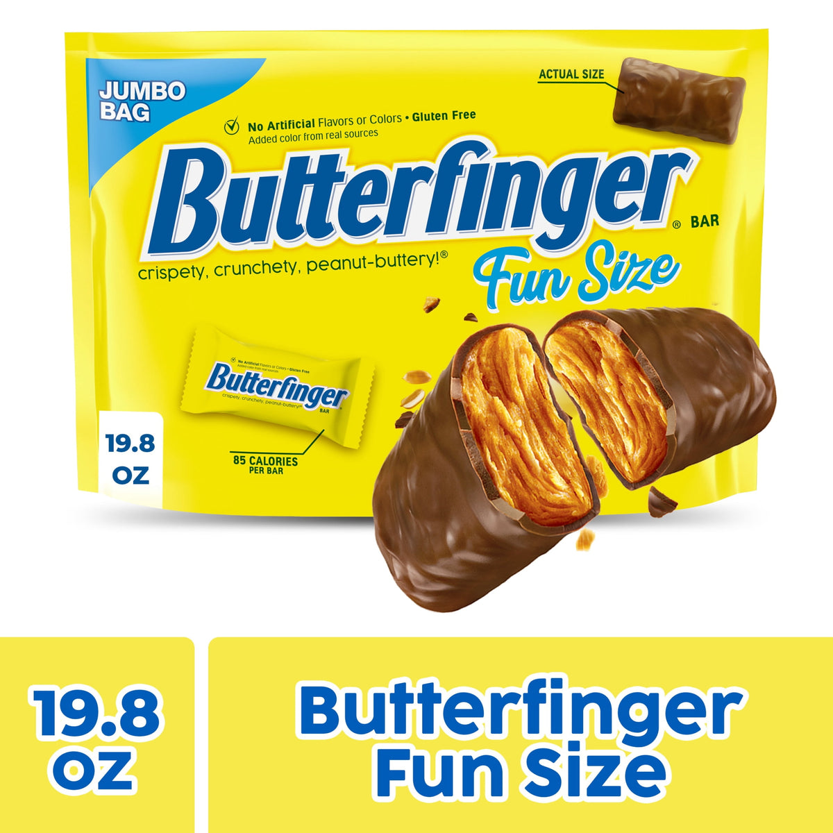 Butterfinger Fun Size Candy Bars, Crispety Crunchety Peanut-Buttery, Individually Wrapped,  19.8 oz Bag