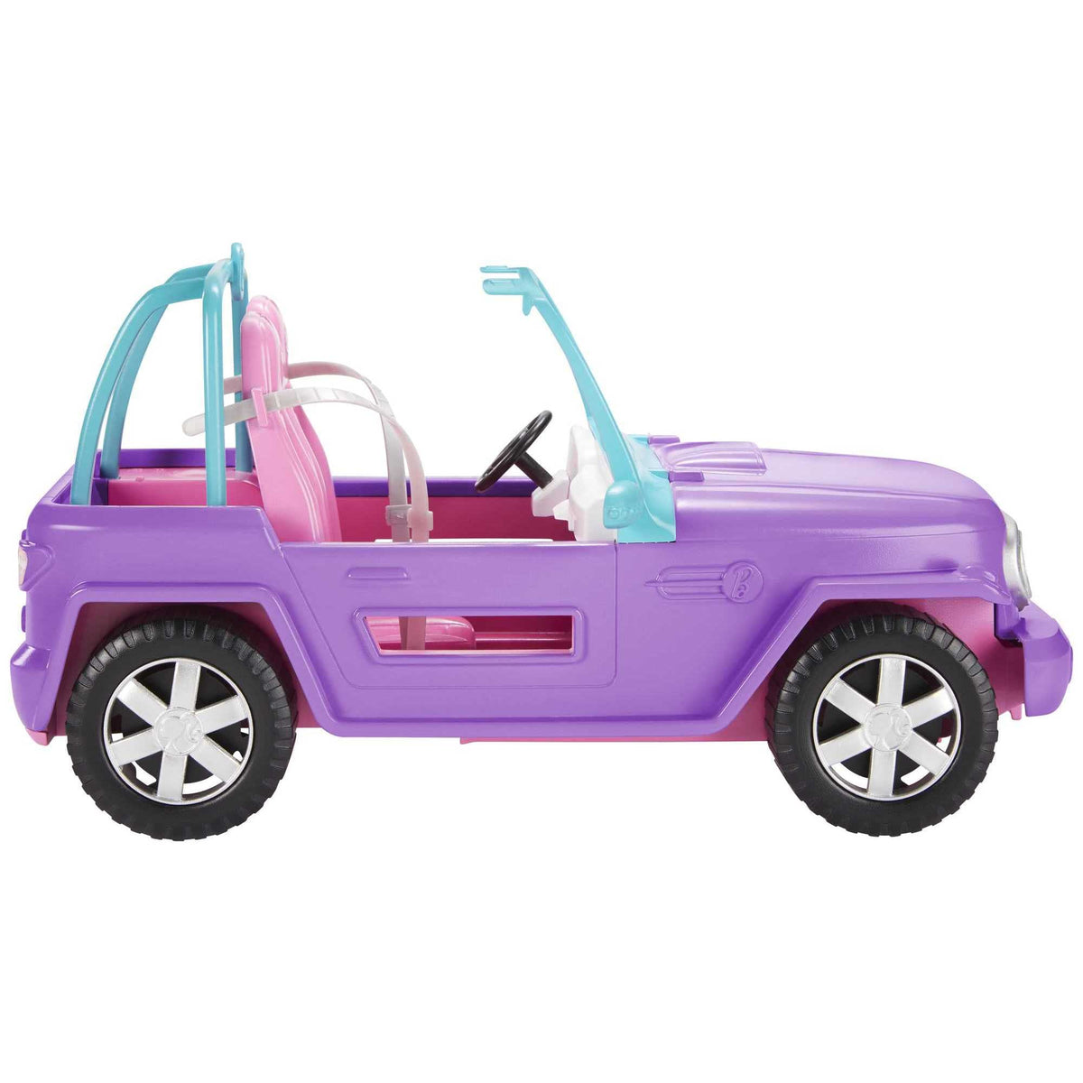 Barbie Off-Road Vehicle, Purple Toy Car with 2 Pink Seats and Rolling Wheels for Kids 3 years and up