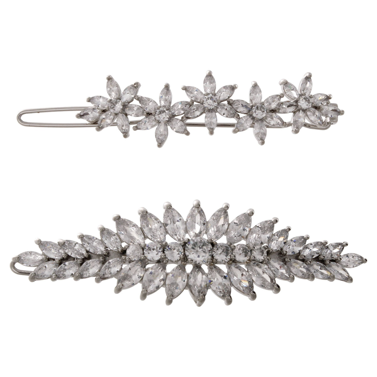 Believe by Brilliance Fine Silver Plated Cubic Zirconia Barrette Set