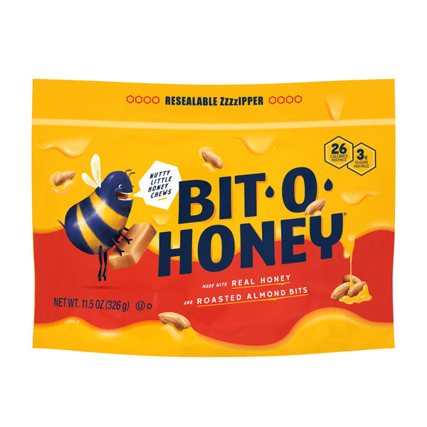 Bit-O-Honey Honey and Roasted Almond Chewy Taffy Candy 11.5 oz. Candy Bag