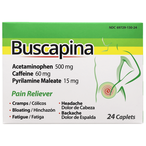 Buscapina Multi Symptom Acetaminophen and Caffeine Pain Relief, 24 Tablets