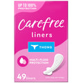 Carefree Panty Liners for Women, Thong Liners, Unwrapped, Unscented (49 Count)