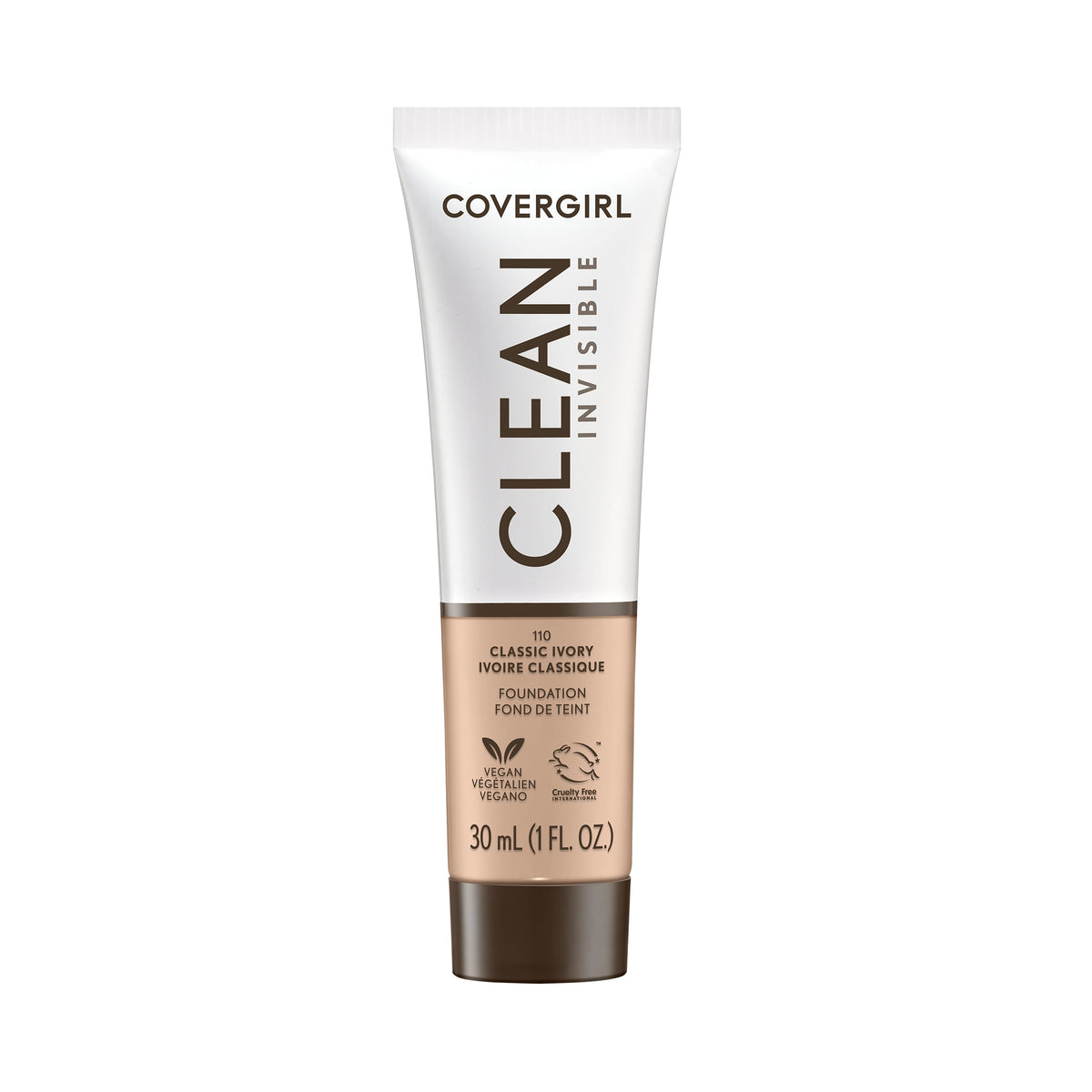 COVERGIRL Clean Invisible Liquid Foundation, 110 Classic Ivory, 1.0 fl oz