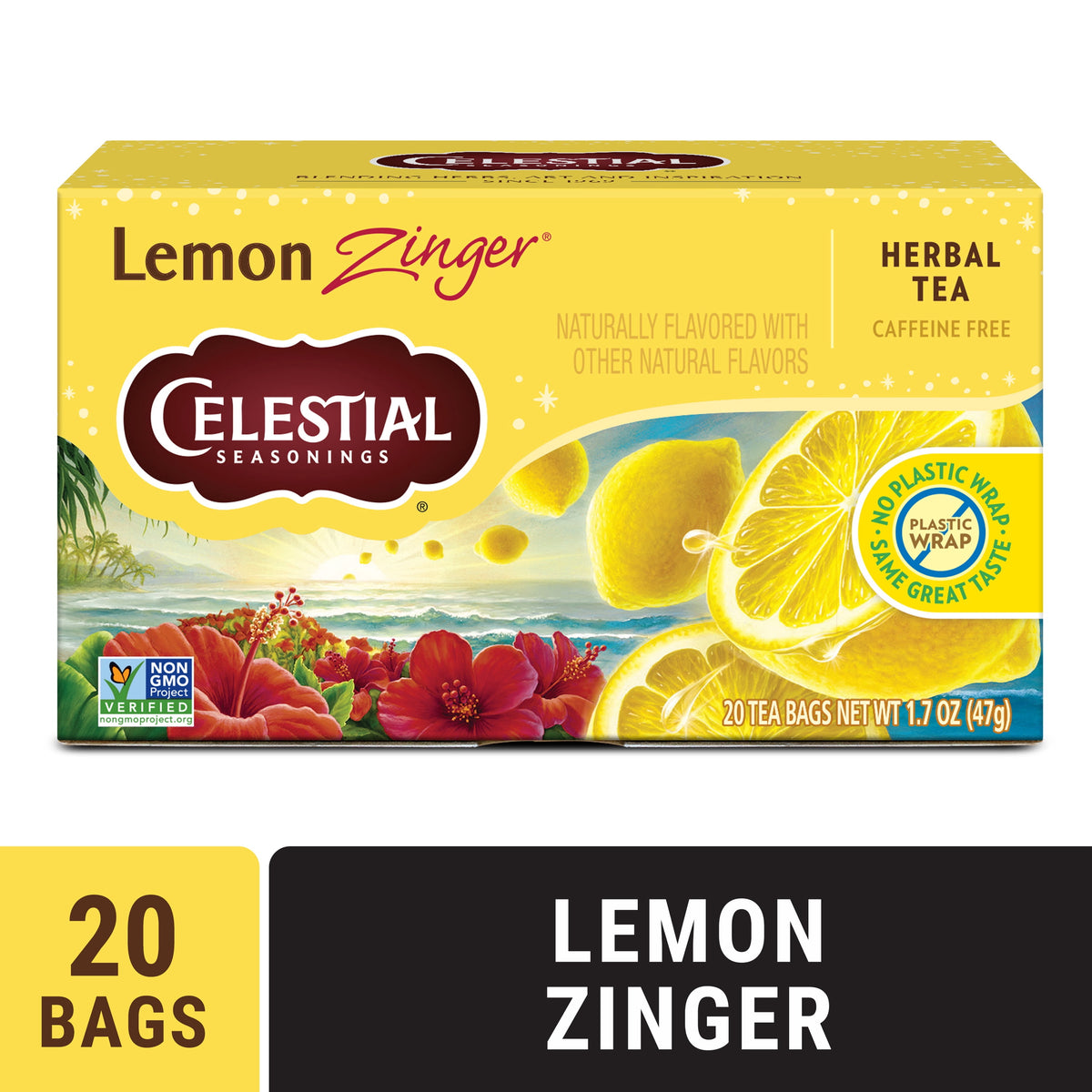 Celestial Seasonings Lemon Zinger Caffeine-Free Herbal Tea Bags (20 Count)