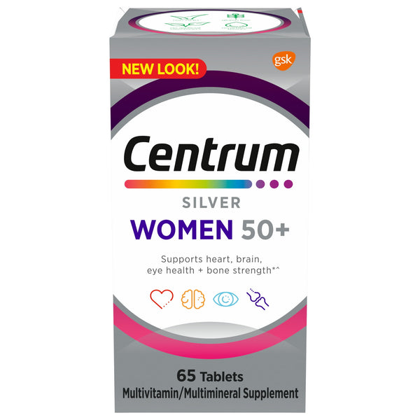 Centrum Silver Womens 50 Plus Multivitamin With Vitamin B, C, D3 & E, 65 Count