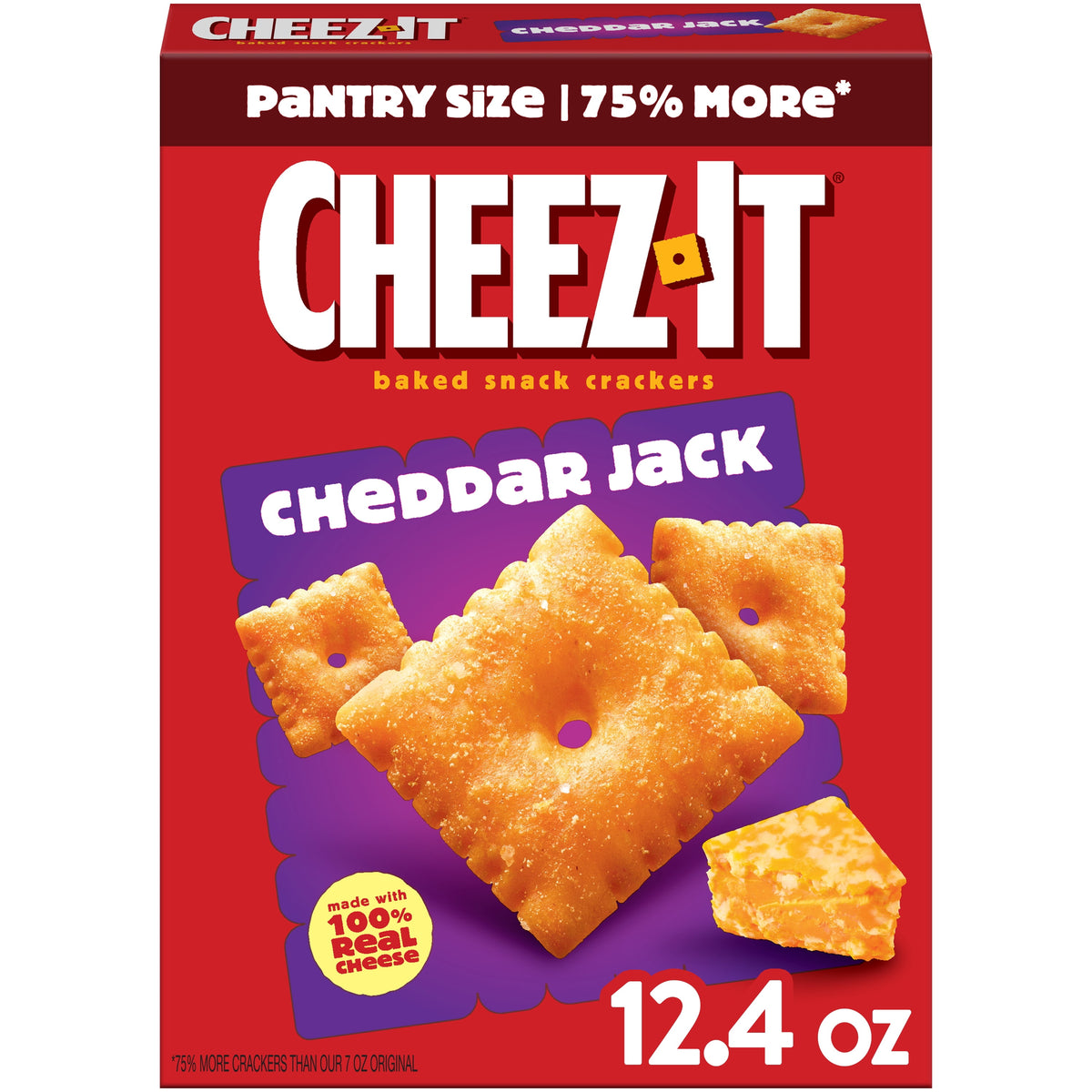 Cheez-It Cheddar Jack Cheese Crackers, Baked Snack Crackers, 12.4 oz