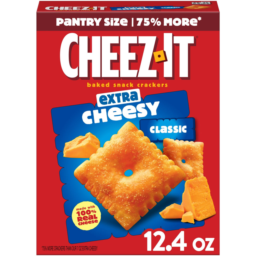 Cheez-It Extra Cheesy Cheese Crackers, Baked Snack Crackers, 12.4 oz
