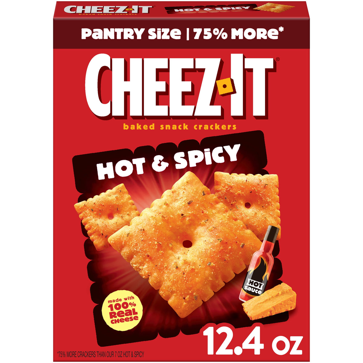 Cheez-It Hot and Spicy Cheese Crackers, Baked Snack Crackers, 12.4 oz