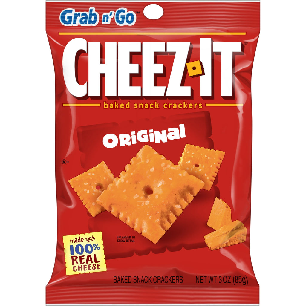 Cheez-It Cheese Crackers, Baked Snack Crackers, Office and Kids Snacks, Original, 3oz Bag (1 Bag)