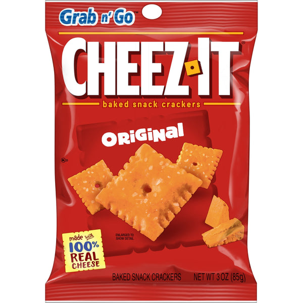 Cheez-It Cheese Crackers, Baked Snack Crackers, Office and Kids Snacks, Original, 3oz Bag (1 Bag)