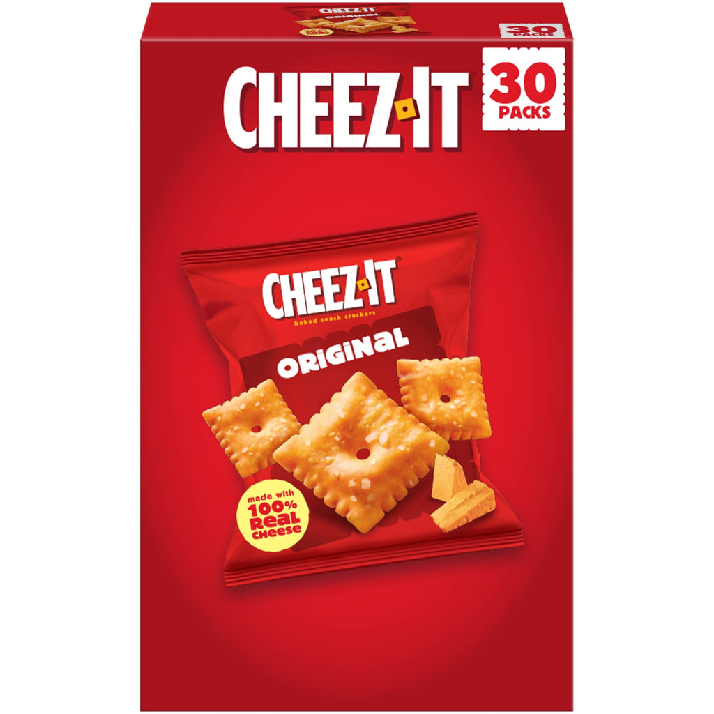 Cheez-It Cheese Crackers, Baked Snack Crackers, Lunch Snacks, Original, 30oz Box (30 Packs)