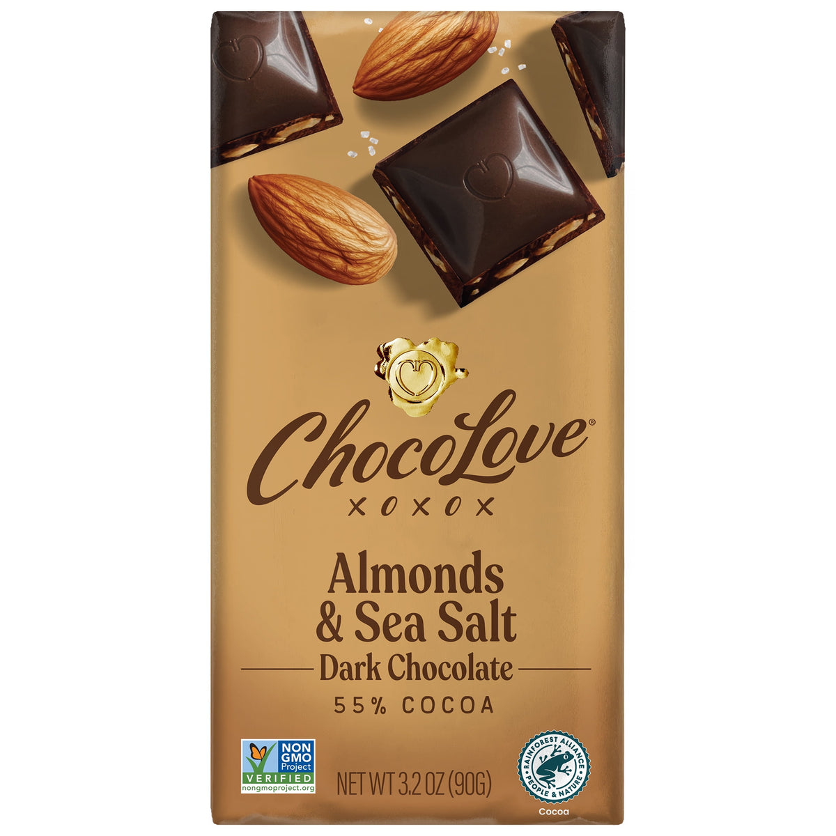 Chocolove Almonds & Sea Salt in Dark Chocolate, Contains Almonds, Soy, 3.2oz