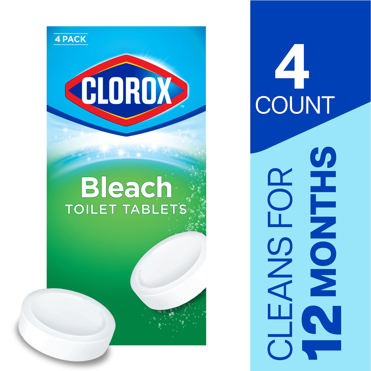 Clorox Ultra Clean Toilet Tablets with Bleach Bathroom Cleaner, 4 Pack
