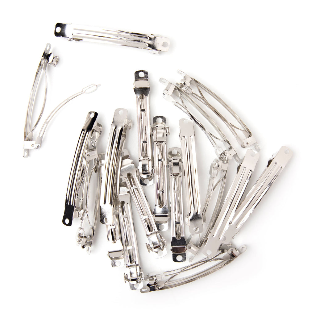 Cousin DIY 3 in Metal French Barrette, Hair Clip, Silver, 18 Piece, Adult