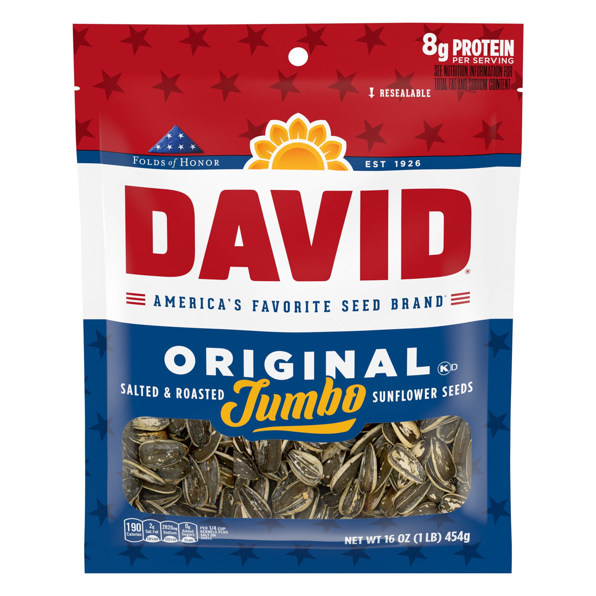 DAVID Jumbo Sunflower Seeds, Original Flavor, 16 oz.