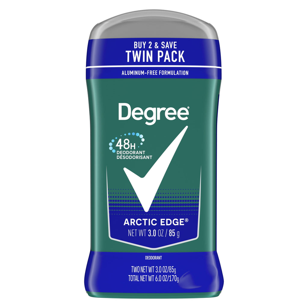 Degree Long Lasting Men's Deodorant Stick Twin Pack, Arctic Edge, 3 oz